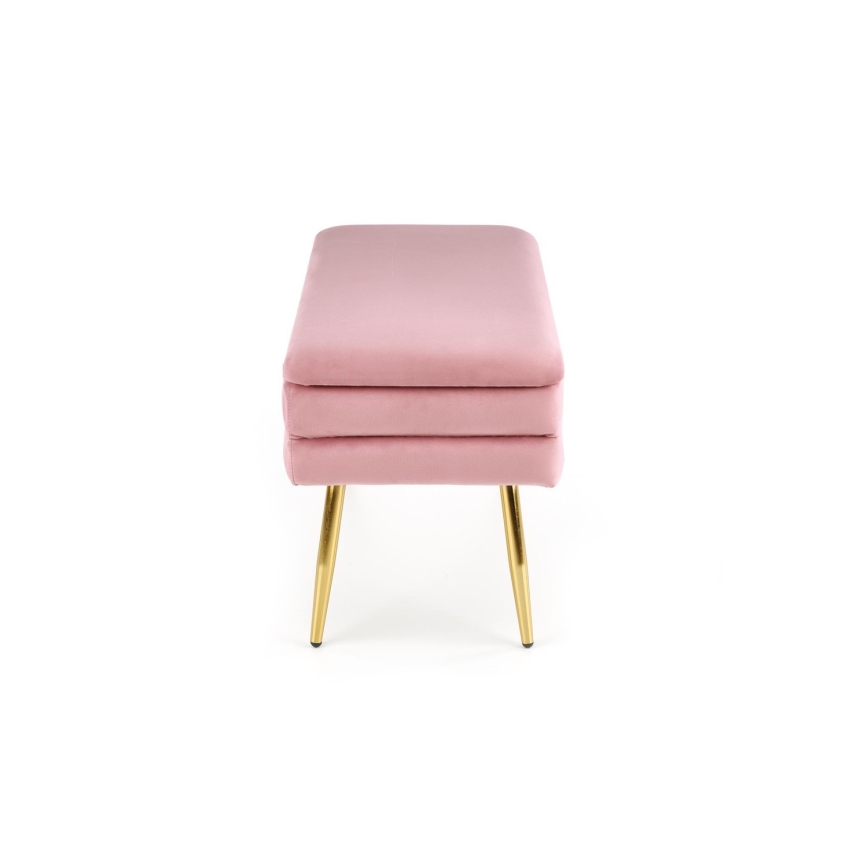 Banco con espacio de almacenamiento VELVA 37x78 cm rosa/dorado