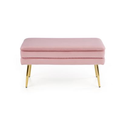 Banco con espacio de almacenamiento VELVA 37x78 cm rosa/dorado