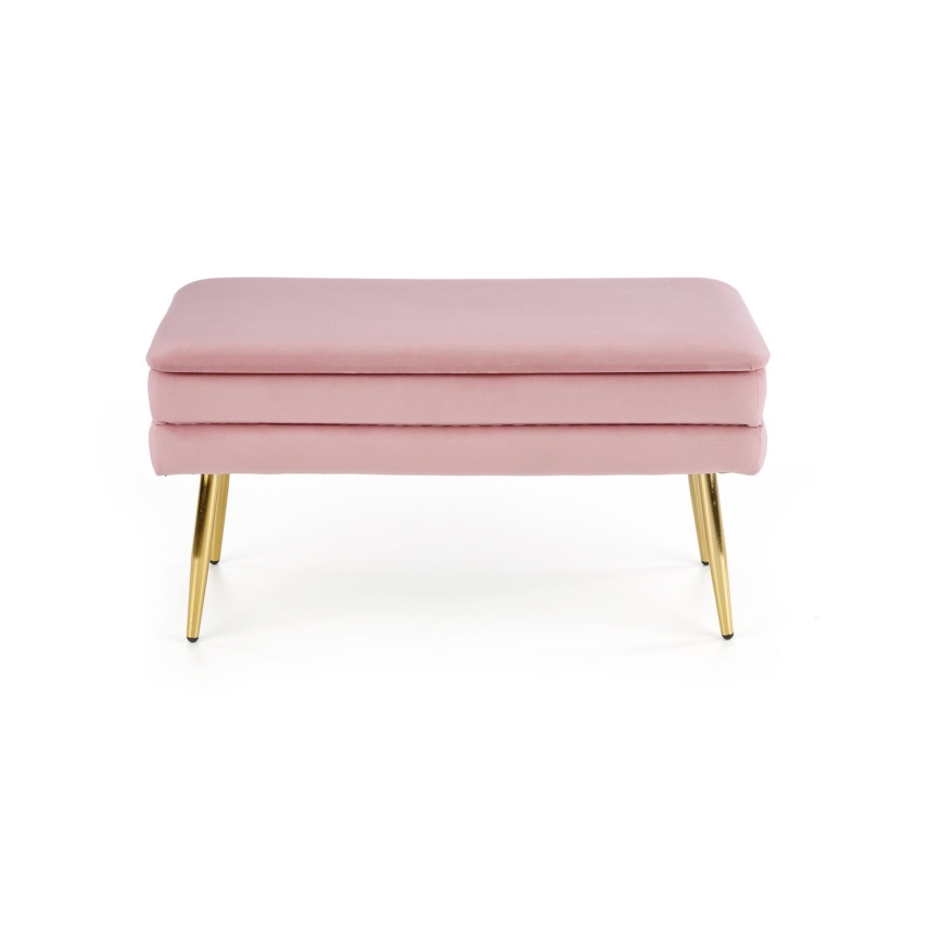 Banco con espacio de almacenamiento VELVA 37x78 cm rosa/dorado