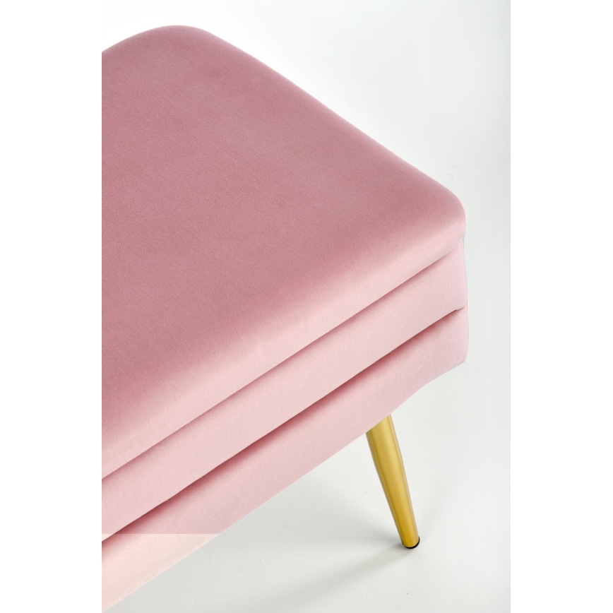 Banco con espacio de almacenamiento VELVA 37x78 cm rosa/dorado