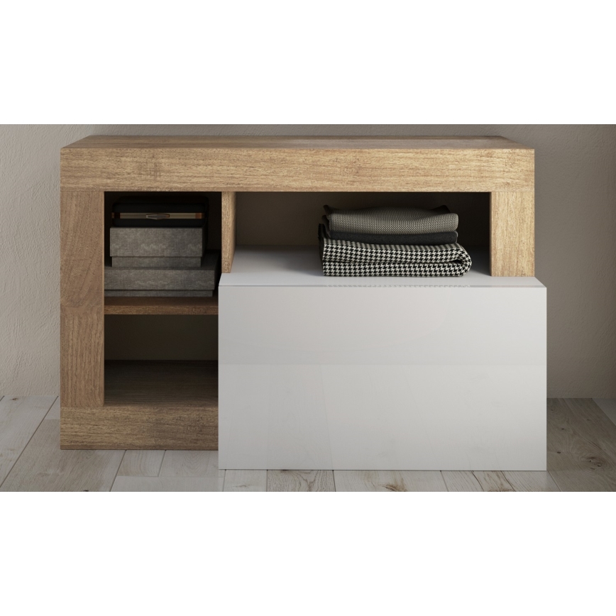 Banco LENOR 91x209 cm blanco/marrón