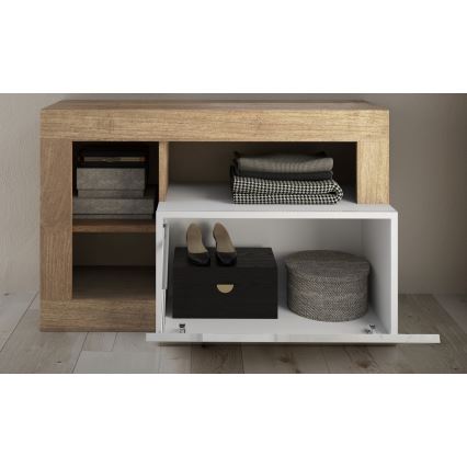 Banco LENOR 91x209 cm blanco/marrón