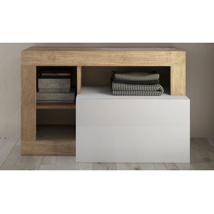 Banco LENOR 91x209 cm blanco/marrón