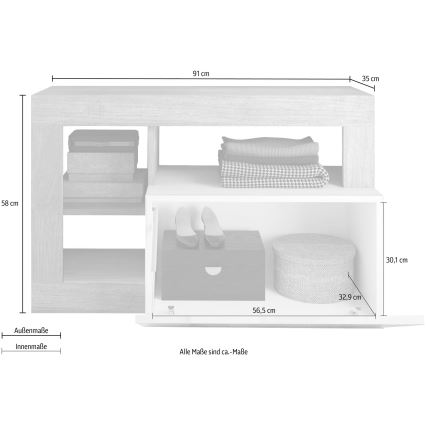 Banco LENOR 91x209 cm blanco/marrón