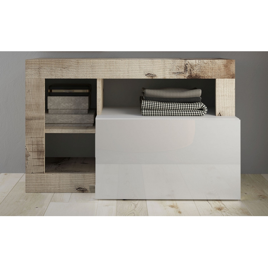 Banco LENOR blanco/marrón