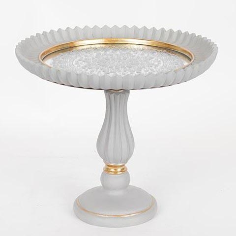 Bandeja decorativa diá. 23,5 cm blanco/dorado