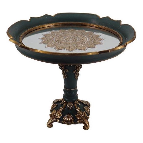 Bandeja decorativa diá. 24,7 cm verde/dorado