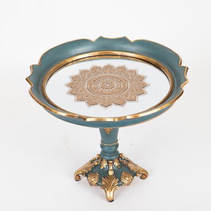 Bandeja decorativa diá. 24,7 cm verde/dorado