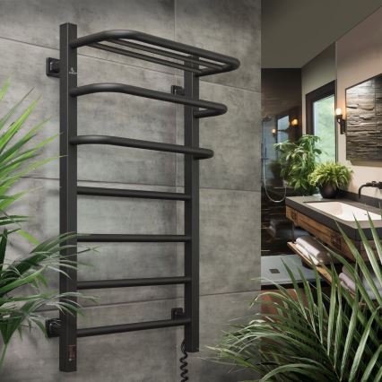 Baño eléctrico radiador con termostato FORTIS 350W/230V 80,6 cm IP44 negro derecho cuadrado