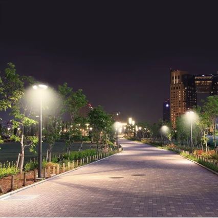 Barra metálica con soporte para luminaria solar de 3 m