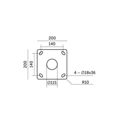Barra metálica para poste de iluminación exterior BASE 3 m negra