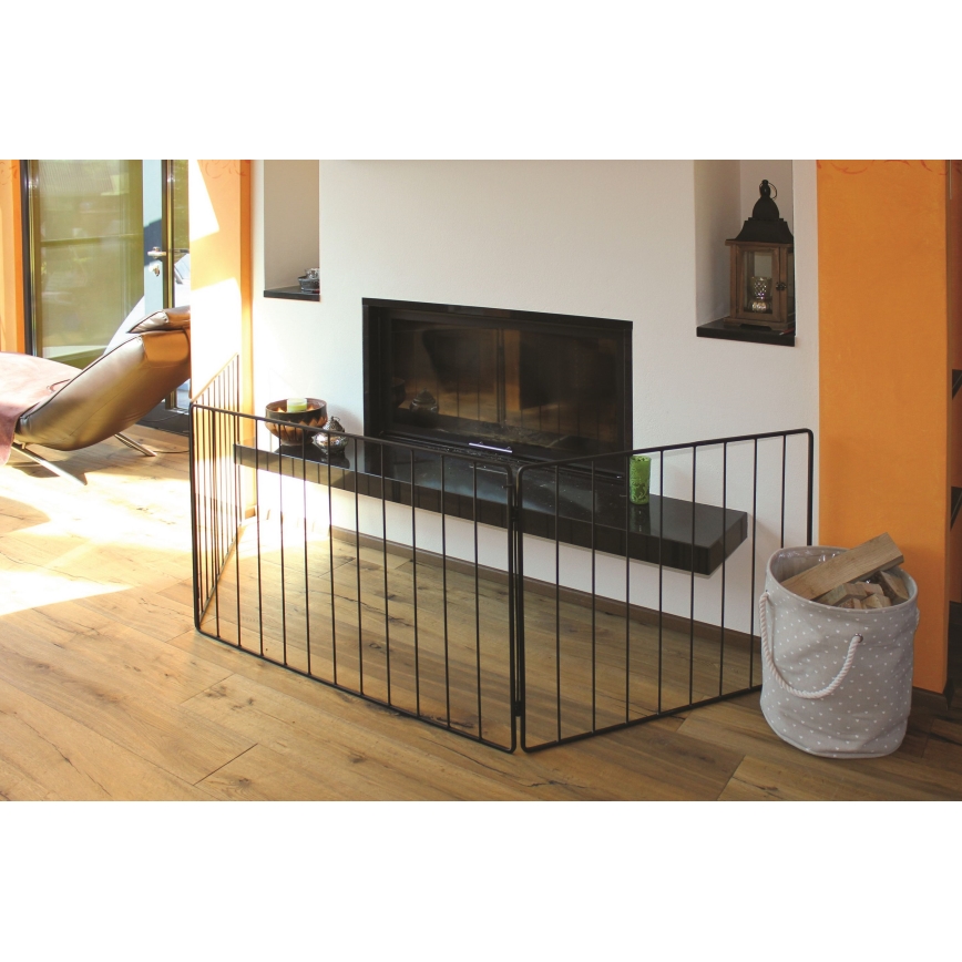 Barrera de seguridad para la chimenea 74x280 cm negro