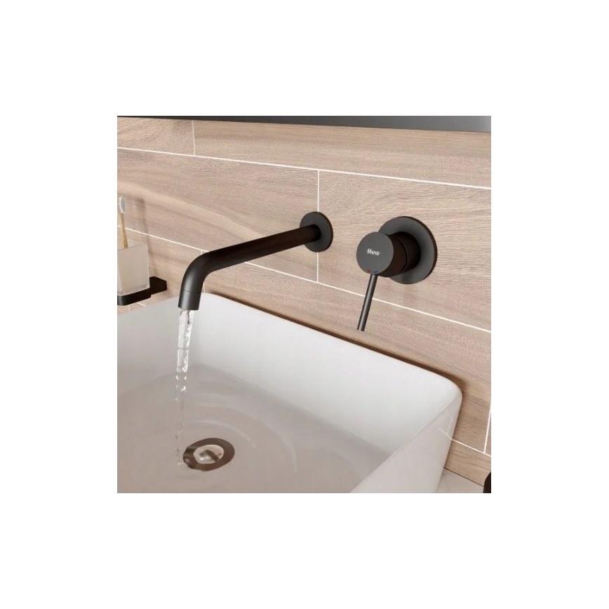 BAT-B0969 - Grifo de lavabo para instalación empotrada LUNGO negro mate