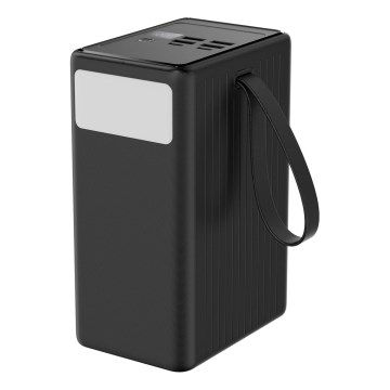 Batería externa 8000 mAh con Power Delivery, 4x USB-A + 2x USB-C, linterna LED y cable USB-C de 1 m, negra