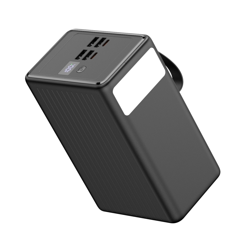 Batería externa 80.000 mAh 20 W Power Delivery 4x USB-A + 2x USB-C con linterna LED y cable USB-C de 1 m, negro
