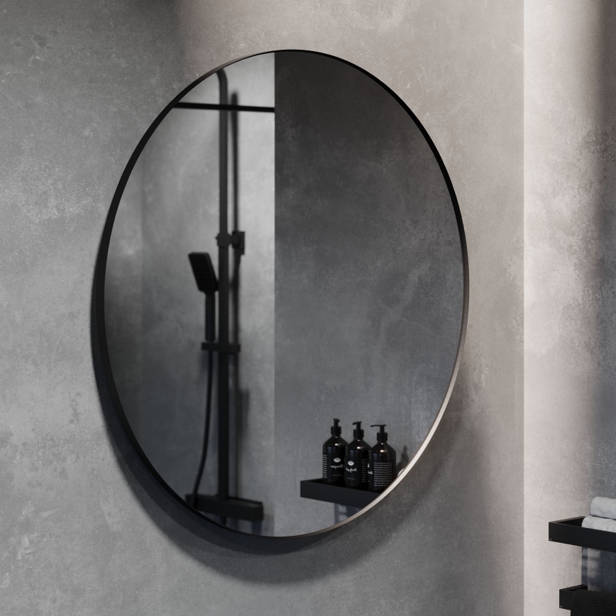 BATH DELUXE 01-080-09-02-00 - Espejo de baño BORGSTED d. 80 cm negro