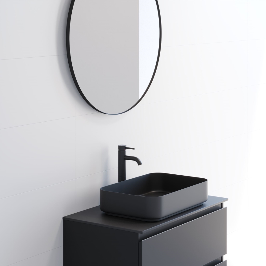 BATH DELUXE 01-080-09-02-00 - Espejo de baño BORGSTED d. 80 cm negro