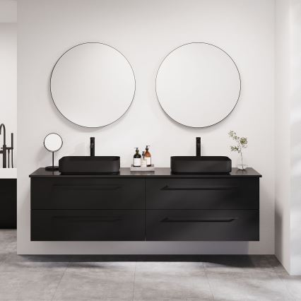 BATH DELUXE 01-080-09-02-00 - Espejo de baño BORGSTED d. 80 cm negro