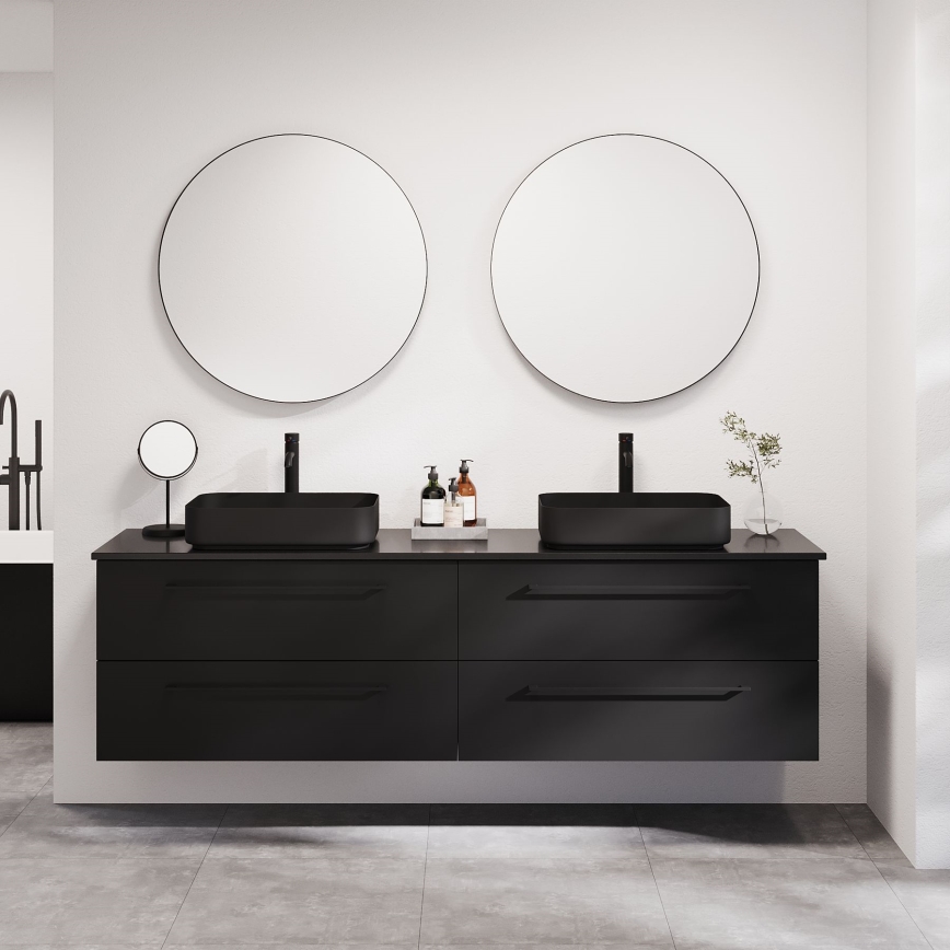 BATH DELUXE 01-080-09-02-00 - Espejo de baño BORGSTED d. 80 cm negro