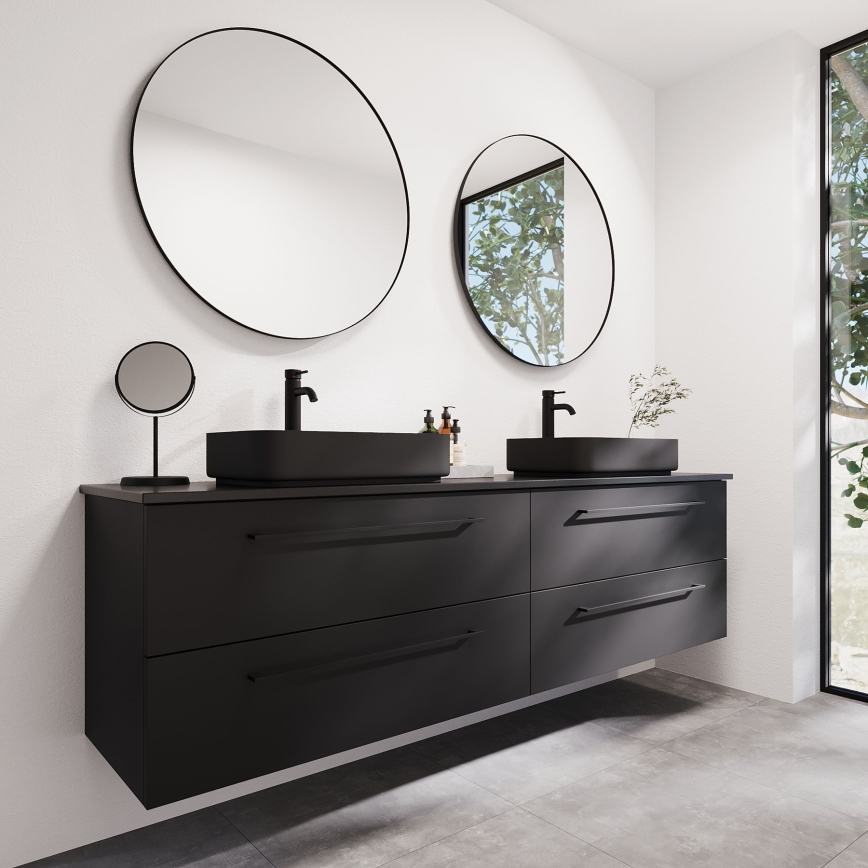 BATH DELUXE 01-080-09-02-00 - Espejo de baño BORGSTED d. 80 cm negro