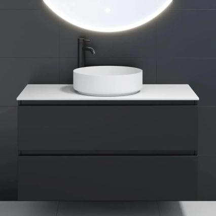 BATH DELUXE 06-040-16-01-00 - Lavabo sobre encimera LJORDAL Ø 40 cm acero inoxidable/blanco mate