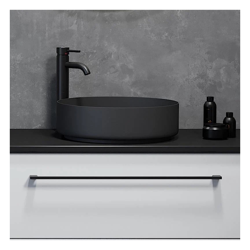 BATH DELUXE 06-040-16-02-00 - Lavabo de encimera LJORDAL Ø 40 cm, acero inoxidable/negro mate