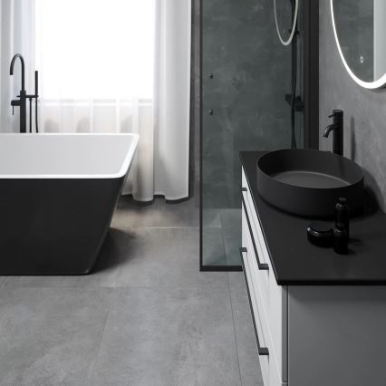 BATH DELUXE 06-040-16-02-00 - Lavabo de encimera LJORDAL Ø 40 cm, acero inoxidable/negro mate