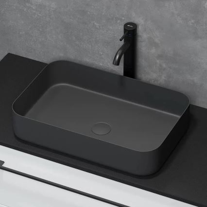 BATH DELUXE 06-052-18-02-00 - Lavabo sobre encimera LJORDAL 52x34 cm, acero inoxidable/negro mate