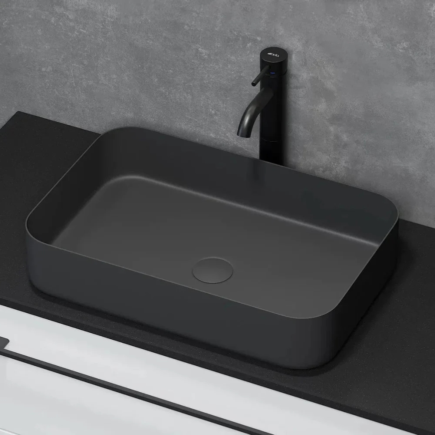 BATH DELUXE 06-052-18-02-00 - Lavabo sobre encimera LJORDAL 52x34 cm, acero inoxidable/negro mate