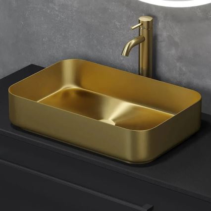BATH DELUXE 06-052-18-70-00 - Lavabo para encimera LJORDAL 52 x 34 cm acero inoxidable/latón cepillado