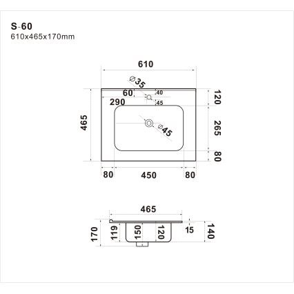 BATH DELUXE 06-060-27-11-00 - Lavabo empotrado LILLESNAD 61x46 cm cerámica/blanco