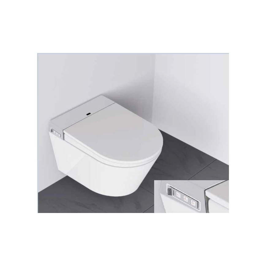BATH DELUXE 21-040-02-11-00 - Inodoro suspendido con bidé y asiento de inodoro SoftClose TISVILDELEJE 1600W/230V blanco + control remoto