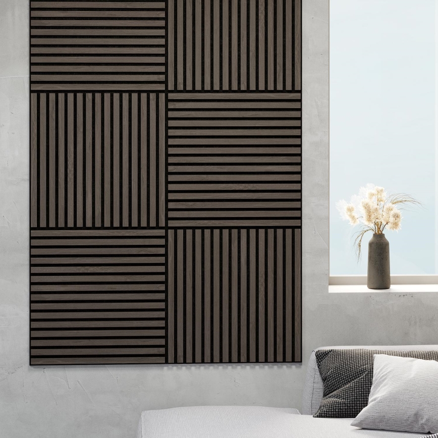 BATH DELUXE 54-060-08-84-12 - SET 4x Panel acústico de pared DANVIKEN 60x60 cm nogal