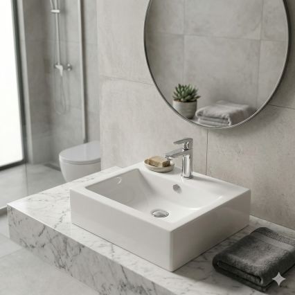 Bathco 0010 - Lavabo para encimera BOLONIA 51x45,5 cm porcelana/blanco