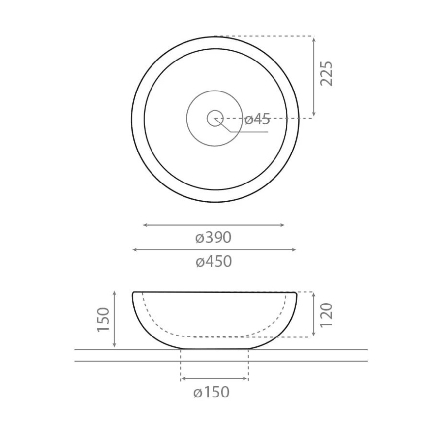 Bathco 00318 - Lavabo sobre encimera PUKET Ø 45 cm piedra/beige