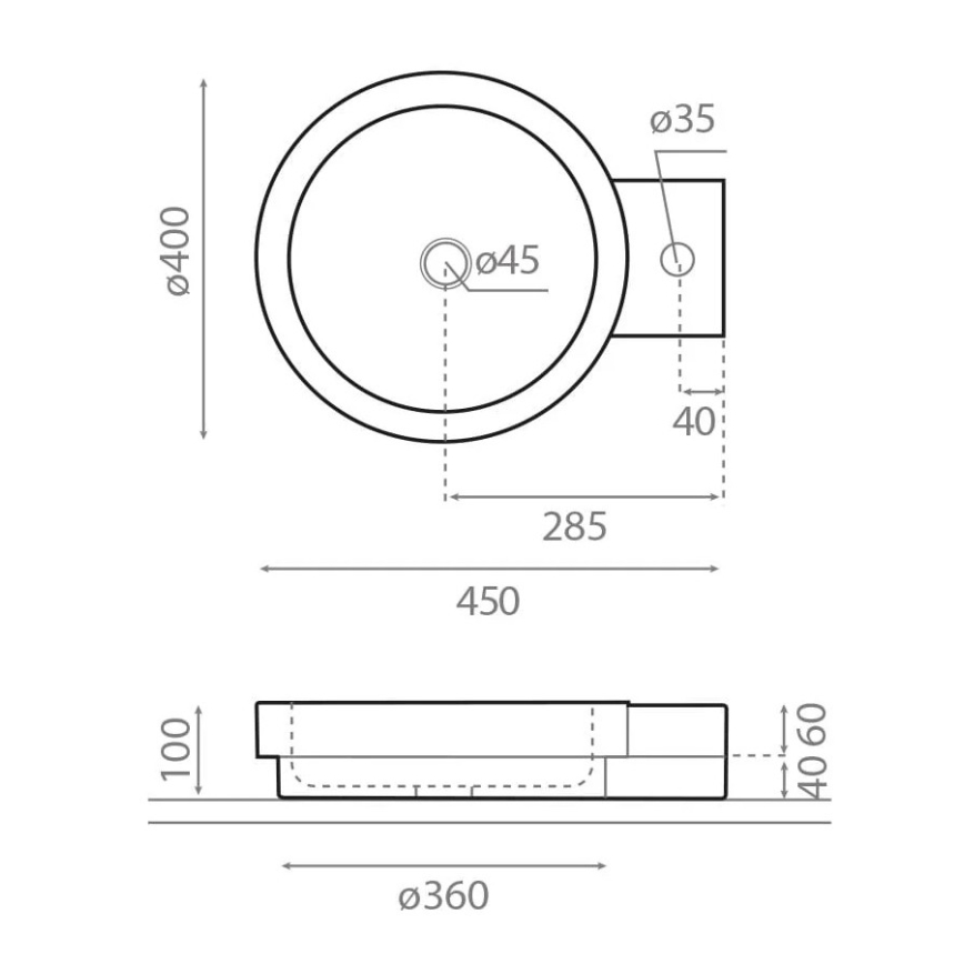 Bathco 00338 - Lavabo sobre encimera ICONO 40x45 cm piedra/beige