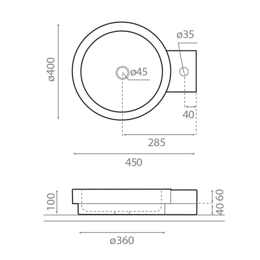 Bathco 00339 - Lavabo sobre encimera ICONO 40x45 cm piedra/gris