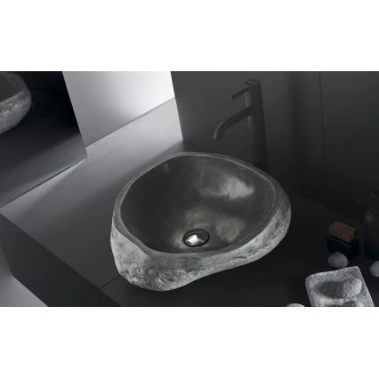 Bathco 00393 - Lavabo sobre encimera RIO 52x47 cm piedra/gris