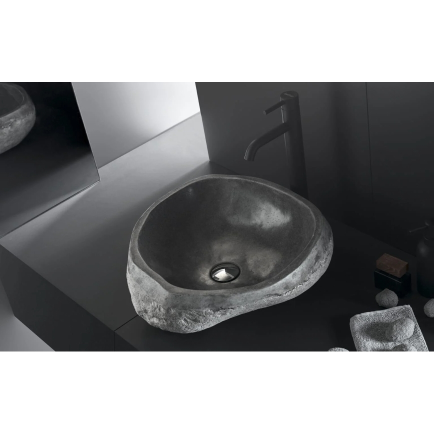 Bathco 00393 - Lavabo sobre encimera RIO 52x47 cm piedra/gris