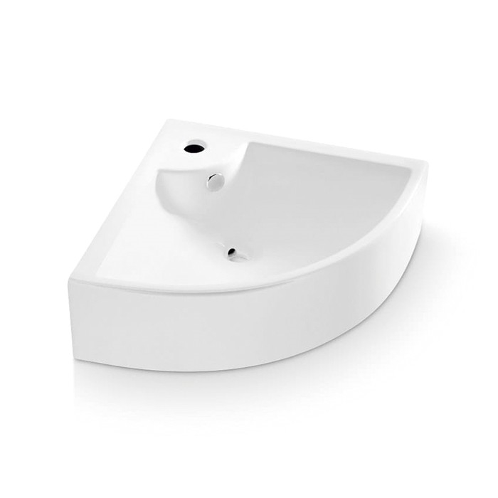 Bathco 0043 - Lavabo suspendido de esquina OPORTO 64,5x47 cm porcelana/blanco