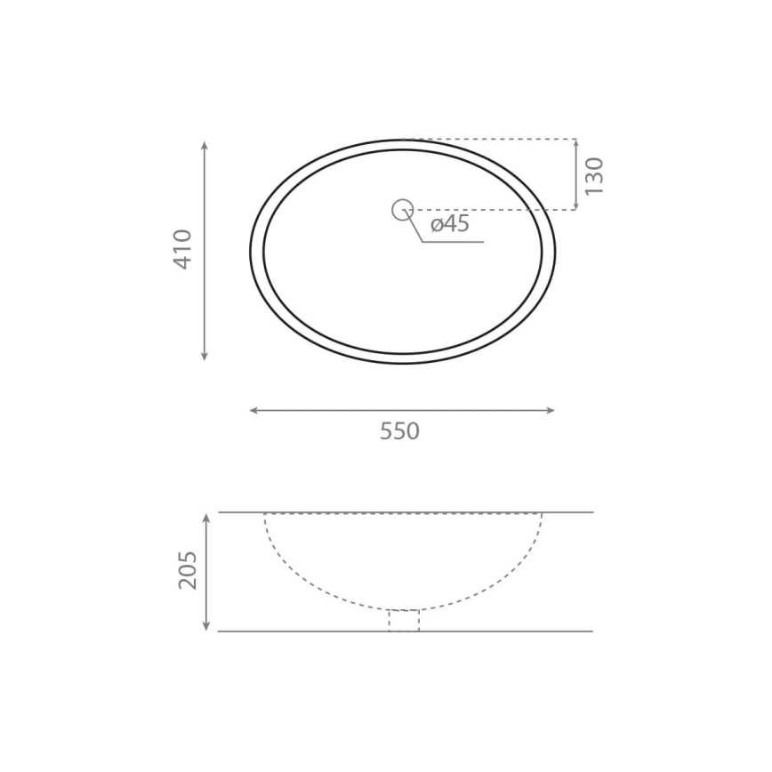 Bathco 0053 - Lavabo empotrado ANCONA 55x41 cm porcelana/blanco