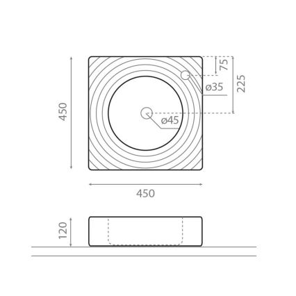 Bathco 0081 - Lavabo para encimera GOTA 45x45 cm porcelana/blanco
