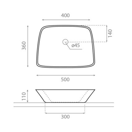 Bathco 0091 - Lavabo sobre encimera ANABEL 50 x 36 cm porcelana/blanco