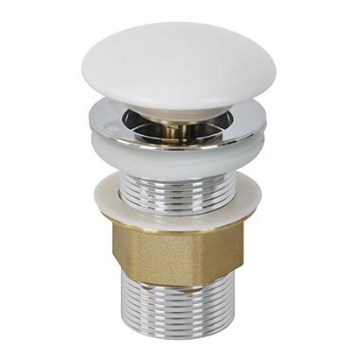 Bathco 0212MT- Desagüe para lavabo sin rebosadero CLICK-CLACK, Ø 6 cm, cromo brillante/blanco mate