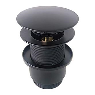Bathco 0212NE - Válvula de desagüe para lavabo sin rebosadero CLICK-CLACK Ø 6 cm negro mate