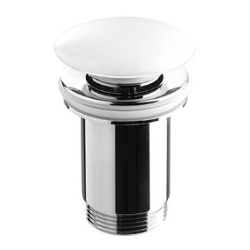Bathco 0212PR - Desagüe para lavabo sin rebosadero CLICK-CLACK, Ø 6 cm, blanco brillante