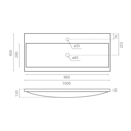 Bathco 0506 - Lavabo encastrado MANHATTAN 100 x 45 cm, resina blanca