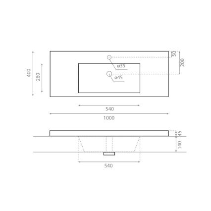 Bathco 0515 - Lavabo encastrado COLLOTO 100x40 cm resina/blanco