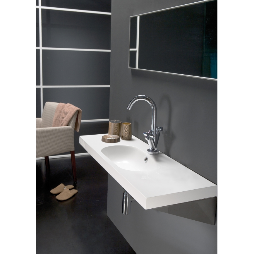 Bathco 0516 - Lavabo encastrado ICE 60x35 cm resina/blanco