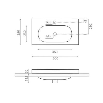 Bathco 0516 - Lavabo encastrado ICE 60x35 cm resina/blanco